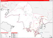 St. Mary County Wall Map Red Line Style